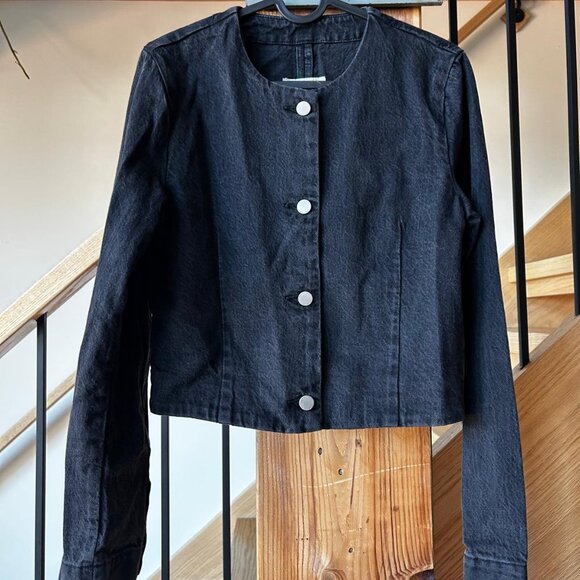 Abercrombie & Fitch Black Denim Cropped Jacket - Picture 1 of 4
